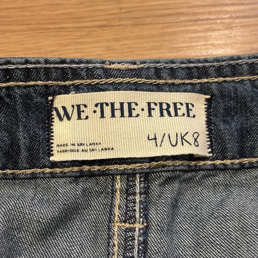 Free‎ People We The Free Now And Then Denim Midi Skirt Size 4 Blue Indigo Boho